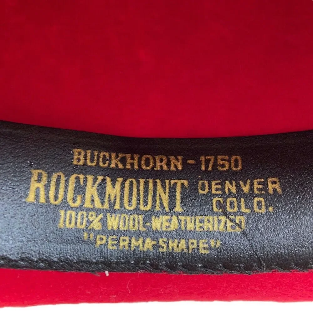 Cowgirl Hat Vintage Rockmount Ranchwear Womens Red Fitted Wide Brim Size 6 7/8 - Picture 7 of 16